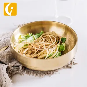优质韩式风格金色不锈钢双壁冷却碗搅拌碗双碗
