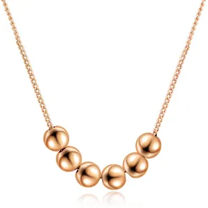 Small Bead Ball Rose Gold Color Pendant Necklace Jewelry CZ Crystal Wholesale Wedding Gift For Women Top Quality N268 N267