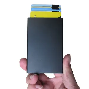 Pemegang kartu kredit pemblokir rfid push up aluminium ramping anti pemindai