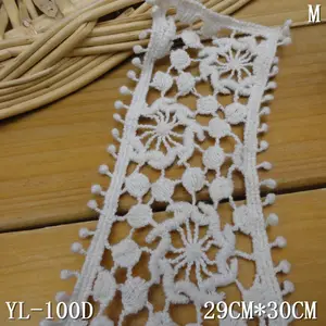 Antique cotton embroidery crochet beige lace collar