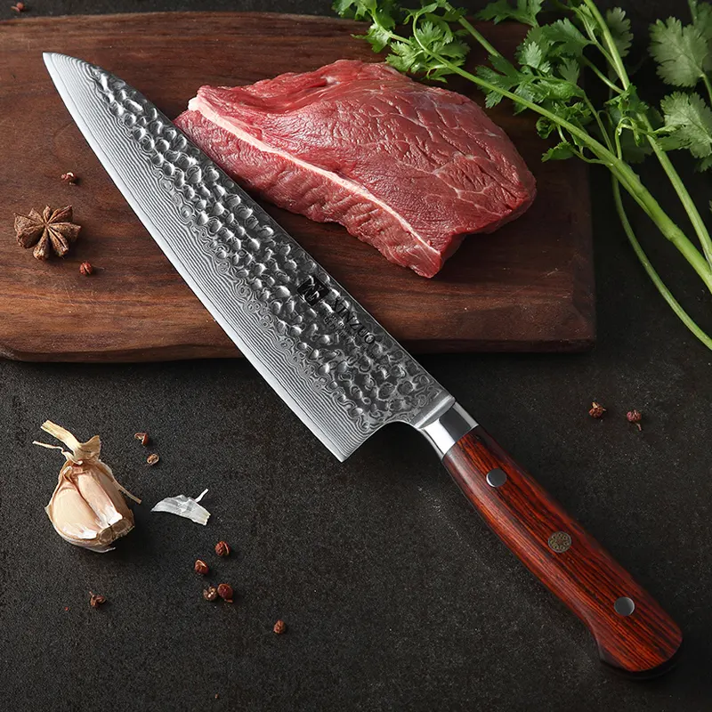 2Pcs Professional Japanese Kitchen Knife Set Two-piece Rosewood Handle 67 layers Damascus Steel Knives 60-62HRC