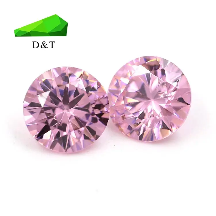 Grande taille ronde coupe brillante pierre précieuse en vrac 7.0mm synthétique CZ rose pierre de zircone cubique pour la fabrication de bijoux