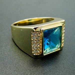 <span class=keywords><strong>Anillo</strong></span> de Hombre de Plata 925 Chapado en Oro <span class=keywords><strong>Amarillo</strong></span> <span class=keywords><strong>con</strong></span> <span class=keywords><strong>Topacio</strong></span> Azul, <span class=keywords><strong>Anillo</strong></span> Sencillo Personalizado para Joyería al por Mayor - Product Image 5