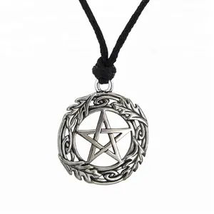 Wholesale small moq custom the Pentagram pendant charms with link chain necklace Pentacle jewelry