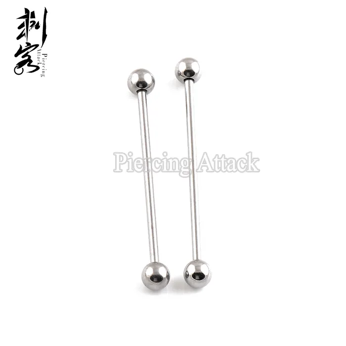 High Polished Titanium 14 Gauge Industrial Barbell Body Piercing Jewelry