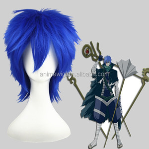 Alta calidad 35cm corto <span class=keywords><strong>azul</strong></span> recto Vocaloid Kaito <span class=keywords><strong>peluca</strong></span> sintética Anime <span class=keywords><strong>Halloween</strong></span> fiesta pelo Cosplay disfraz <span class=keywords><strong>peluca</strong></span> - Product Image 1