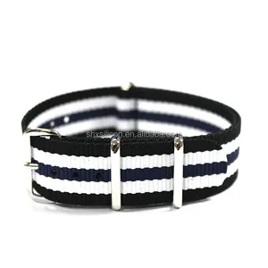 SHX Preto Branco Preto One Piece Mutável Nylon Watch Strap Band nylon watch strap band zulu