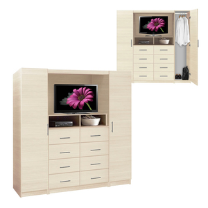 Free Standing Bedroom <strong>Wardrobe</strong> <strong>Unit</strong> TV Wall <strong>Unit</strong> for Bedrooms With Tv Stand Space and 2 Doors 8 Drawers - Product Image 1