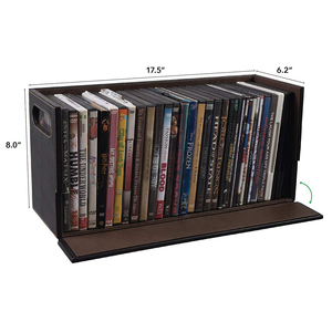 Bandeja de Armazenamento de CDs de Luxo em Madeira e Couro, Suporte para 20 Cases de CDs Padrão - Product Image 4