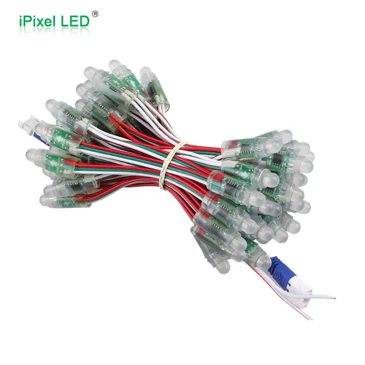 3pin/4pin 커넥터 5v 0.3w 50pcs/strand ws2801 ws2811 12mm dmx rgb led 문자열 조명