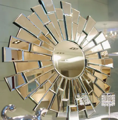 Домашнее декоративное круглое настенное зеркало из стекла, венецианские зеркала в стиле арт-деко для ванной комнаты