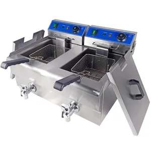 Small corn dog plantain chips donut fryer machine with double tank