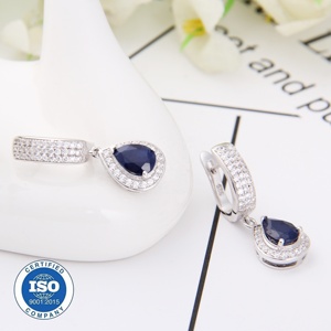 Pendientes <span class=keywords><strong>de</strong></span> gota <span class=keywords><strong>de</strong></span> GEMA <span class=keywords><strong>de</strong></span> zafiro Natural para niñas, joyería fina <span class=keywords><strong>de</strong></span> Plata <span class=keywords><strong>de</strong></span> Ley 925, C472 - Product Image 2