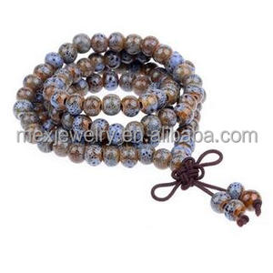Buddista tibetano 108 Perline Porcellana Rosari Da Polso Meditazione Mala Bracciale In Ceramica - Product Image 5