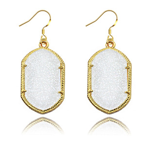 San Valentín brillante polígono geométrico pendientes de acrílico neón fluorescente amarillo acrílico gancho pendiente - Product Image 2