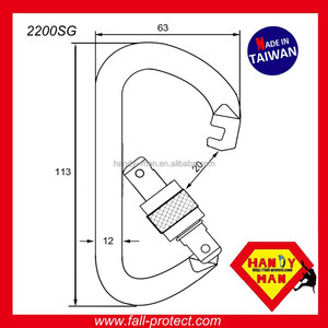 Mosquetón de Rescate Tipo D con Cierre de Rosca de 50 kN, Acero 2200SG CE EN362 - Product Image 2