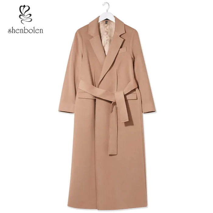 उच्च गुणवत्ता फैशन कश्मीरी लंबे कोट महिला पहनने ऊन मिश्रण कोट ऑनलाइन अफ्रीका सर्दियों कोट के साथ बेल्ट