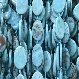 AB0721 maravilloso ágata azul Oval perlas joyería de Yoga Focal perlas