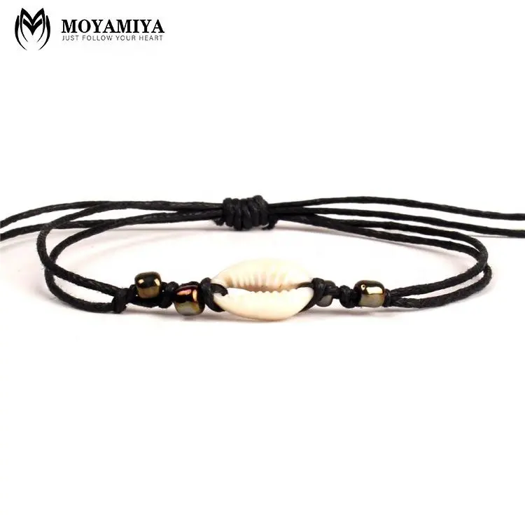 Moyamiya gelang manik-manik uniseks, gelang pantai perhiasan cangkang buatan tangan untuk pria dan wanita