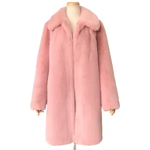 2023 New Arrival Winter Coat Outerwear Fashion Women Faux Mink Fur Jacket Faux Velvet Pink Fake Fur Coat Faux Fur Coat Women