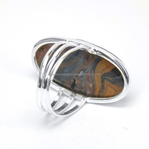 Pietersite Oval Cab Gemstone Sólido 925 Anillo de plata esterlina Ajuste del bisel Último diseño de anillo Anillo de moda para regalo de boda. - Product Image 3