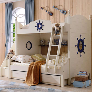 Nouveau design Américain moderne mobilier de chambre est fait de bois en chêne massif en ivoire blanc finition - Product Image 1
