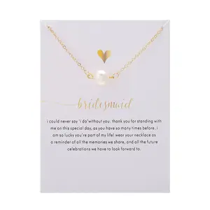 Pearl Pendant Short Necklace For Woman Fashion Jewelry New Party Girl's Luxury Clavicle Link Chain Make A Wish Card Cardboard