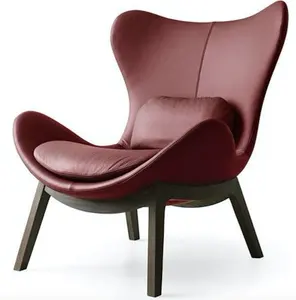 Modern Livingroom Upholstered Wooden Lounge Chair & Ottoman