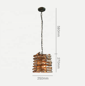 Lampe led suspendue en bois au design post-moderne, ampoules E27, design vintage cylindrique, éclairage d'intérieur, luminaire décoratif de plafond, idéal pour un <span class=keywords><strong>restaurant</strong></span> - Product Image 6