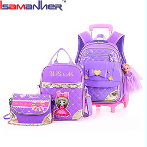 Extraíble niños subir escaleras carro mochila marca elegante bolso <span class=keywords><strong>de</strong></span> escuela <span class=keywords><strong>de</strong></span> los niños <span class=keywords><strong>con</strong></span> 6 <span class=keywords><strong>ruedas</strong></span> - Product Image 1