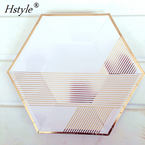 Joli réglage de bande d'or pour 8 assiettes de luxe serviettes tasses fête d'anniversaire approvisionnement mariage douche nuptiale vaisselle ensembles PP258-B - Product Image 5
