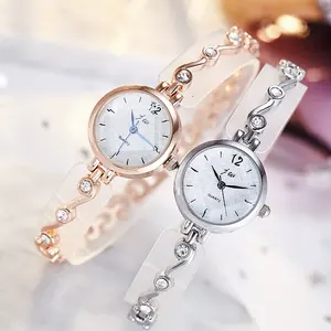 Reloj de pulsera de lujo para mujer, de cuarzo, clásico, dorado, de negocios