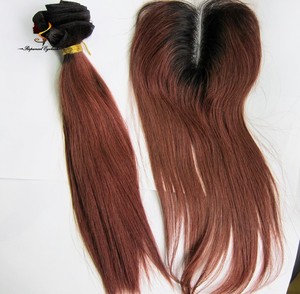 <span class=keywords><strong>Capelli</strong></span> brasiliani vergini bicolore marrone ramato nero 1b 30 dritto 4x4 per trasparente per chiusura parte centrale 130% densità - Product Image 3