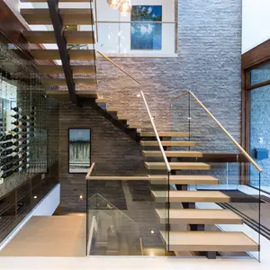U 形室内钢木楼梯设计现代住宅楼梯