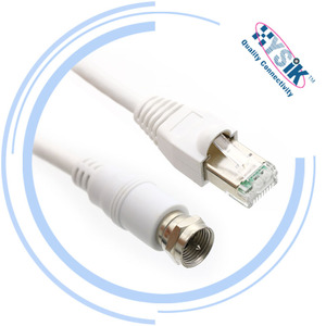 CATV Balun Patch Cord Câble Coaxial <span class=keywords><strong>F</strong></span> Connecteur Mâle à <span class=keywords><strong>RJ45</strong></span> STP Plug Avec 50cm - Product Image 2