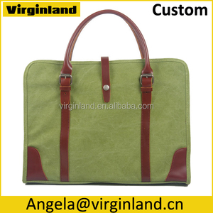 8571 tipo de negocio verde de encargo de cuero / lona lleva el hombre del bolso / bolsas <span class=keywords><strong>para</strong></span> portátiles <span class=keywords><strong>para</strong></span> exterior - Product Image 3
