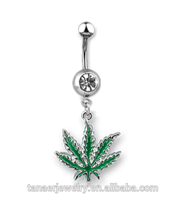 316l de acero quirúrgico rasta pot de la hoja botón del vientre del ombligo anillo - Product Image 2