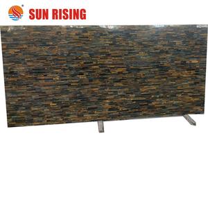 Piedra de ágata de Ojos de tigre amarilla y azul personalizada para decoración de pared - Product Image 3