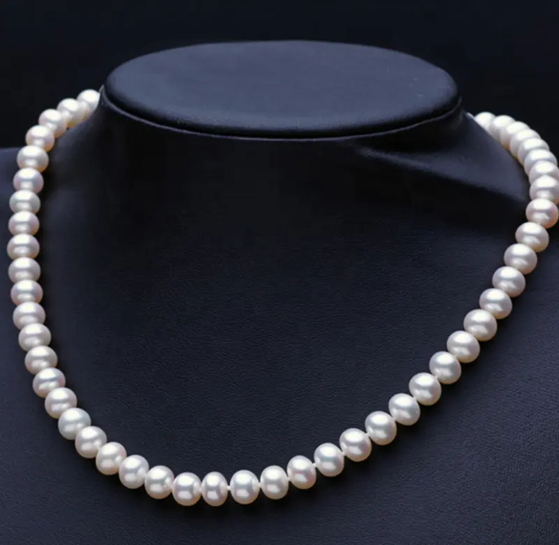 Collar de perlas cultivadas, cierre de plata sólida 925, 7-8mm, calidad AAA, precio de zhuji