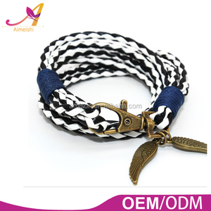 En gros Multicouche Main En Cuir Tressé Antique Homard Fermoir Aile Charme Bracelet En Cuir - Product Image 6