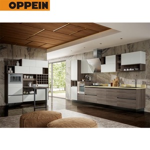 For OPPEIN <strong>White</strong> Wood Grain Color <strong>Kitchen</strong> Cabinets Set Low Price with Sink Faucet Hinge Drawer Slide Drawer Basket <strong>Accessories</strong> - Product Image 1