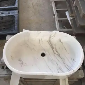 Marbre blanc pierre évier salle de bain ovale en marbre lavabo marbre maroc