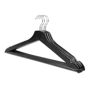 Assessed Supplier LINDON Parts Metal Hooks Bumerang Non Slip Shoulder White Black Color Wooden Suit Hangers for Cloths