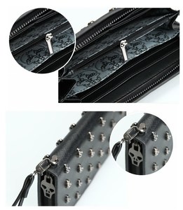 Fashion Long Skeleton Vintage Long PU Leather Purse Clutch Wallet Non-mainstream Punk <strong>Skull</strong> Rivets <strong>Bag</strong> for Men and Women - Product Image 6