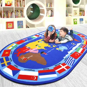 独特的卧室乡村道路圆形孩子纸箱儿童玩地毯