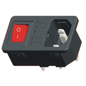 Interrupteur marche-arrêt éclairé certifié ENEC avec prise mâle IEC C14 connecteur d'entrée d'appareil prise fusible prise flamme classe II - Product Image 1