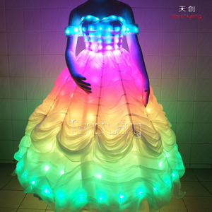 Plein Couleur Showgirl LED Costume Nouveau Design LED De Mariage Robe CONDUIT Robe De Soirée - Product Image 3