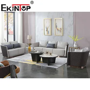 Canapé hall élégant en cuir, noir et blanc, haut de gamme, tout nouveau design, prix en kerala