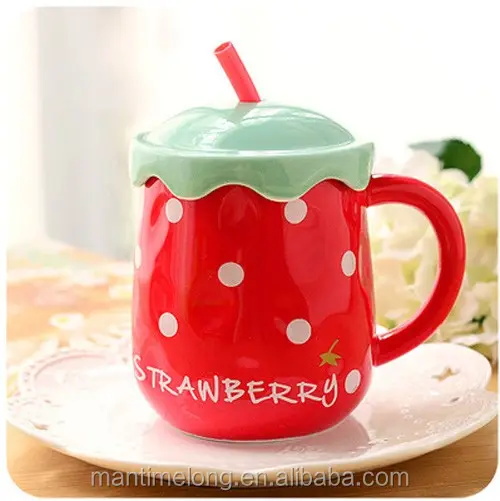 コーヒーティーカップフルーツ型ミルクセラミック愛好家ドリンクマグかわいいドリンクウェアクリエイティブカップ蓋スプーングッドギフト