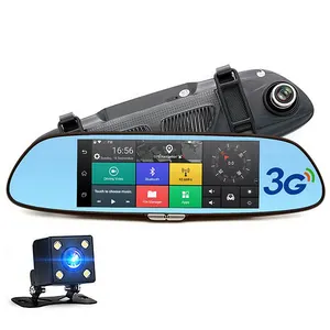 Espelho retrovisor fhd 1080p, espelho com gps, câmera dual de 7 polegadas, navegação por android, wifi, retrovisor